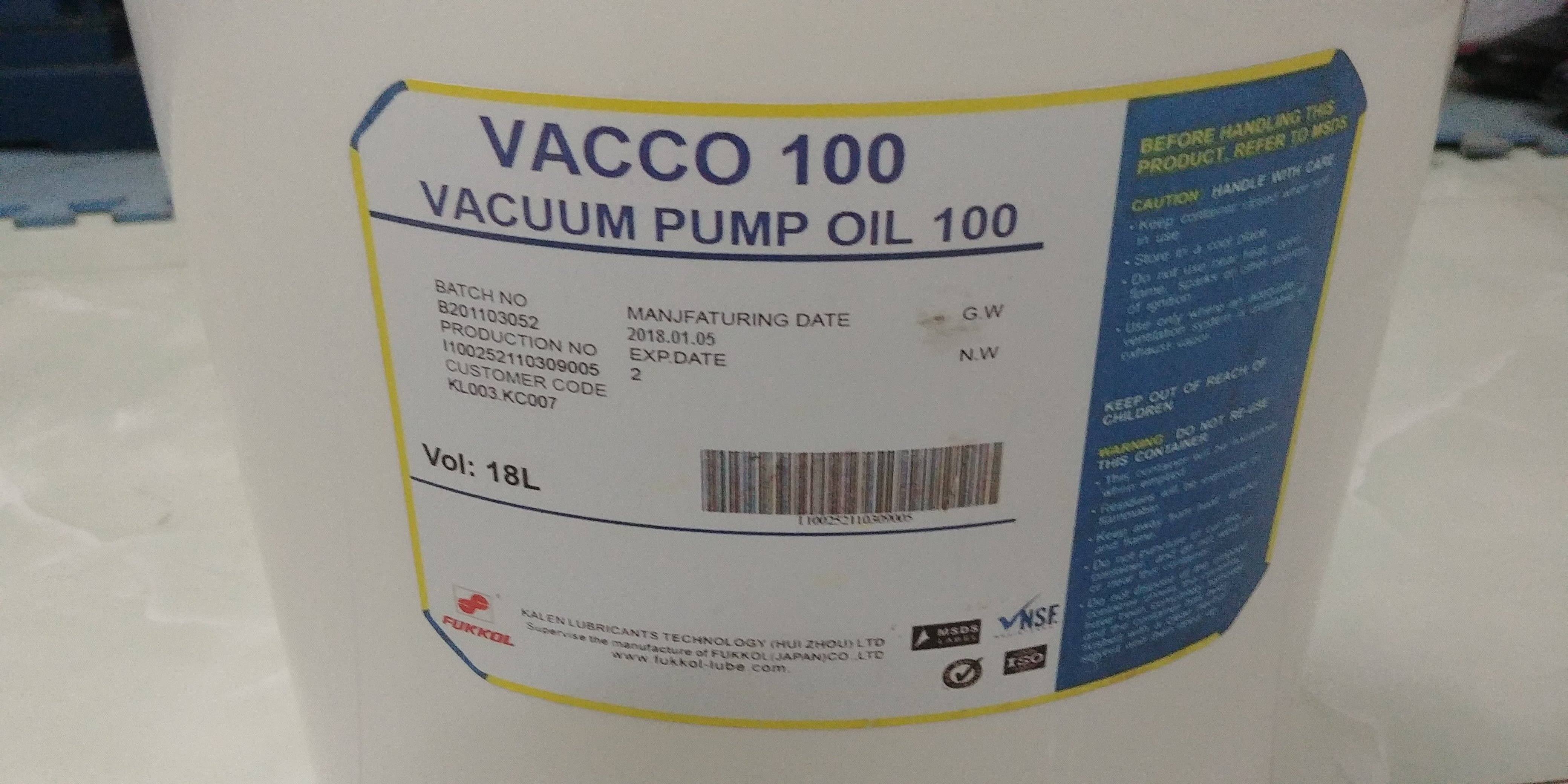 DẦU HÚT CHÂN KHÔNG VACCO 100